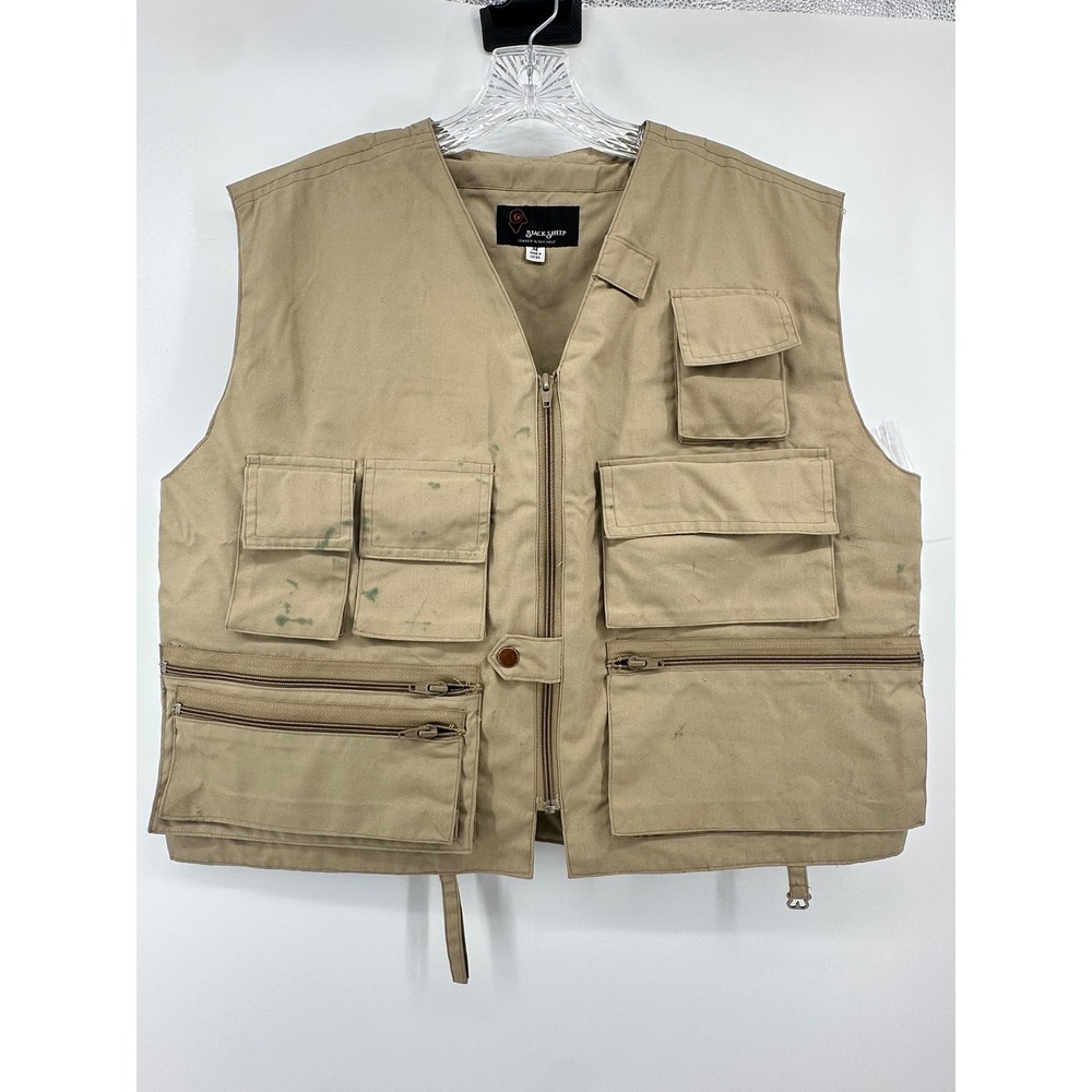 Black Sheep Leader in the Field Mens Tan Utility Hunting Fishing Vest Size M